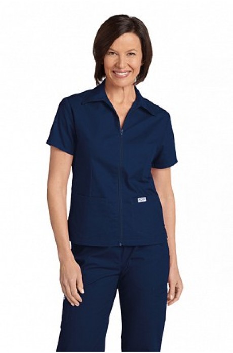 202T- Zipper Front Ladies Work Top