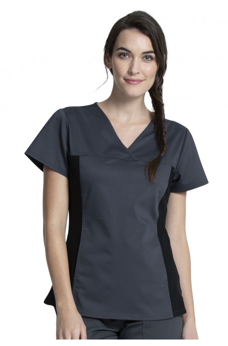 V-Neck Knit Panel Top - WW2875