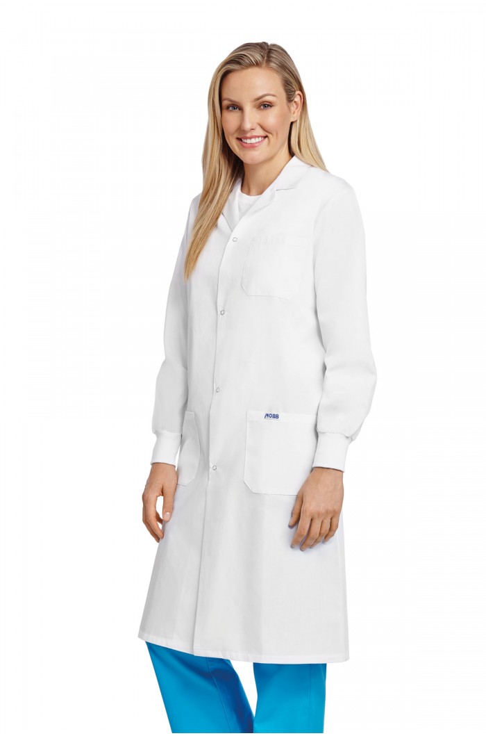 Full Length Unisex Snap Lab Coat with Knitted Cuffs L507