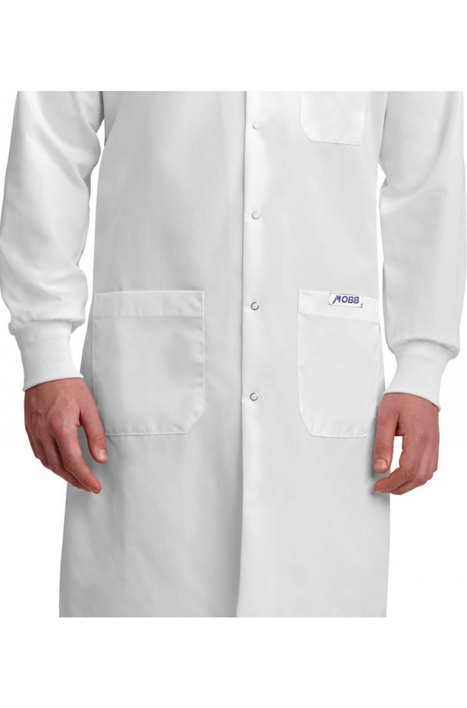 Full Length Unisex Snap Lab Coat with Knitted Cuffs L507