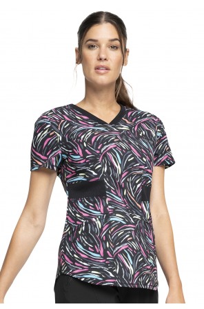 V-Neck Print Top in Glowing For It - CK771