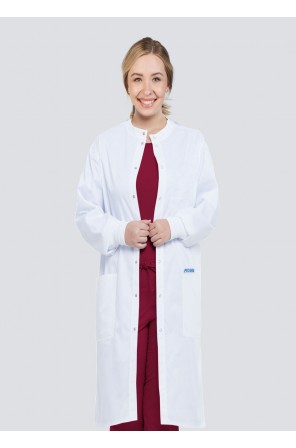 Full Length Unisex Snap Lab Coat with Knitted Cuffs - L509