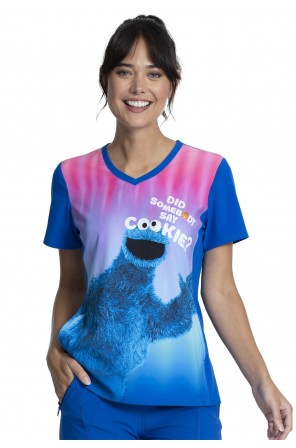 V-Neck Print Top in Say Cookies - TF627 SWSL